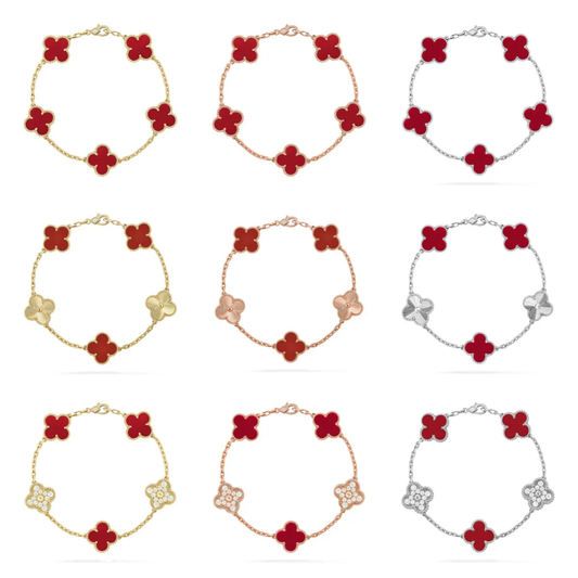 [Stellar Jewelry] CLOVER 5 MOTIF RED CORNELIAN BRACELET COLLECTION
