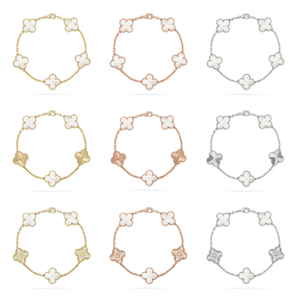 [Stellar Jewelry]CLOVER WHITE PEARL MOP 5 MOTIF BRACELET COLLECTION