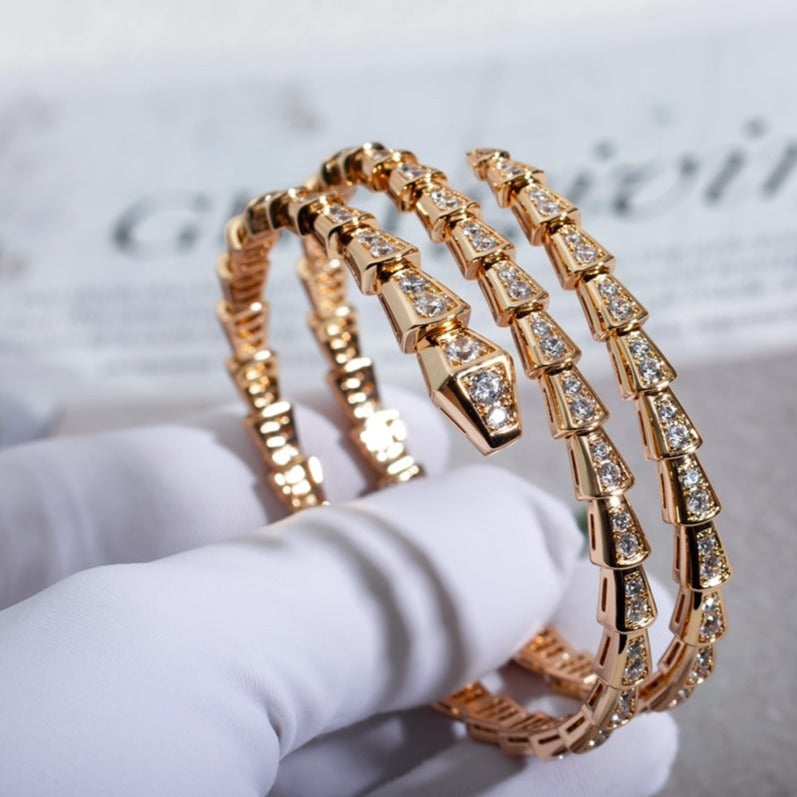 [Stellar Jewelry]SERPENTI BRACELET PINK GOLD DIAMOND DOUBLE ROW