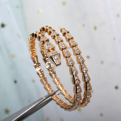 [Stellar Jewelry]SERPENTI BRACELET PINK GOLD DIAMOND DOUBLE ROW