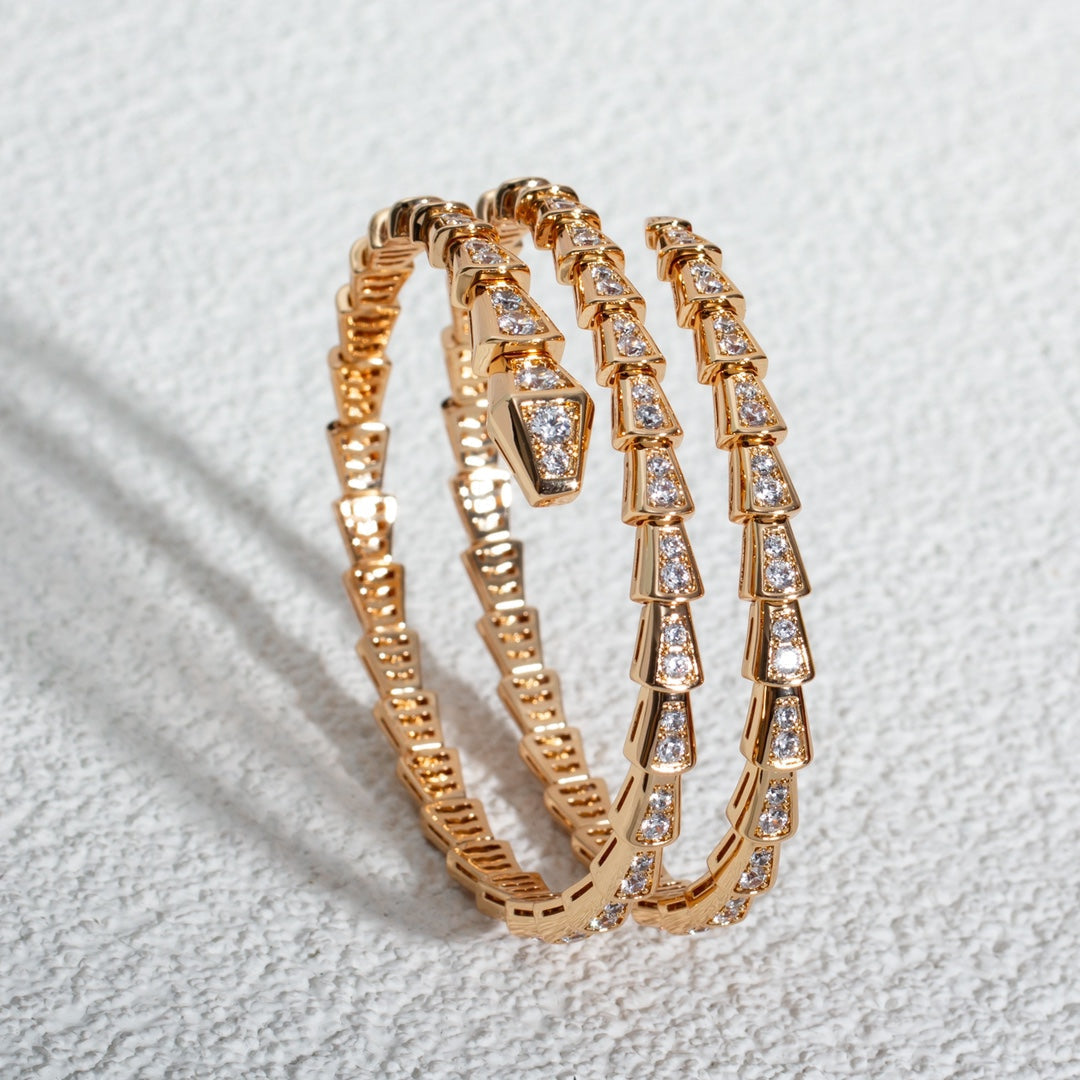 [Stellar Jewelry]SERPENTI BRACELET PINK GOLD DIAMOND DOUBLE ROW