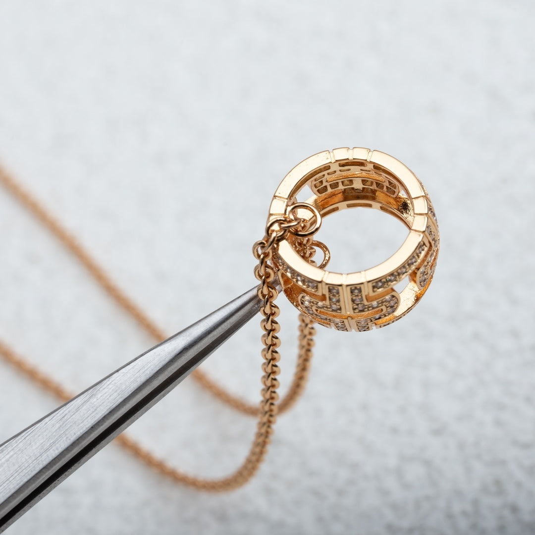 [Stellar Jewelry]PARENTESI NECKLACE PINK GOLD DIAMOND