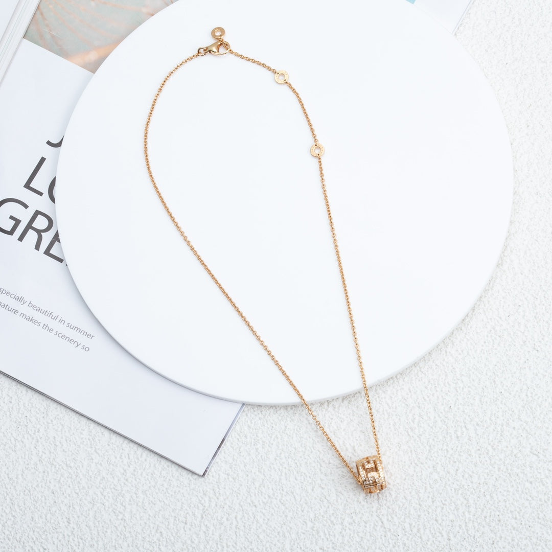 [Stellar Jewelry]PARENTESI NECKLACE PINK GOLD DIAMOND