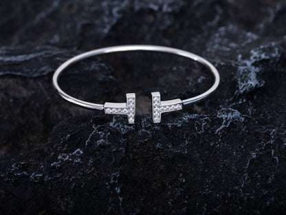[Stellar jewels]T BRACELET 1.8MM DIAMOND SILVER