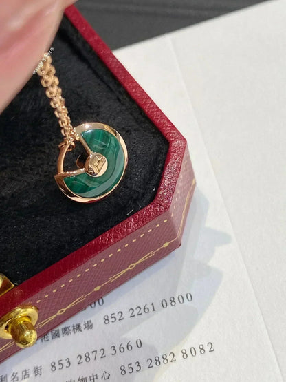 [Stellar Jewelry]AMULETTE ROSE GOLD MALACHITE NECKLACE
