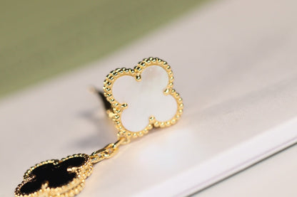 [Stellar Jewelry]CLOVER EARRINGS GOLD ONYX MOP 3 MOTIF