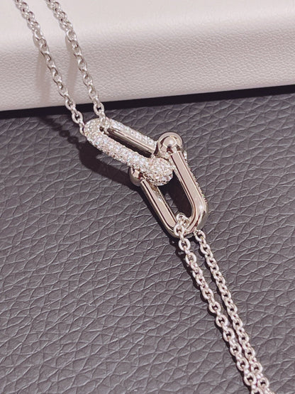 [Stellar jewels]HARDWEAR DOUBLE LINK PEDANT SILVER DIAMOND NECKLACE