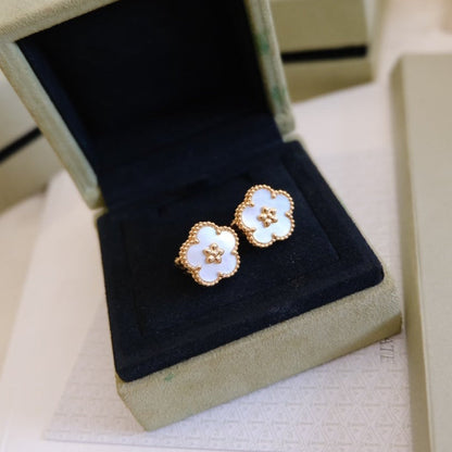 [Stellar Jewelry]LUCKY PINK GOLD WHITE MOP EARRINGS