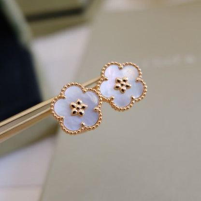 [Stellar Jewelry]LUCKY PINK GOLD WHITE MOP EARRINGS