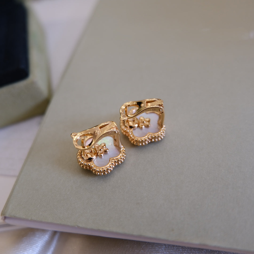 [Stellar Jewelry]LUCKY PINK GOLD WHITE MOP EARRINGS