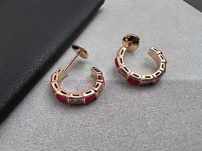 [Stellar Jewelry]SERPENTI CARNELIAN PINK GOLD EARRINGS