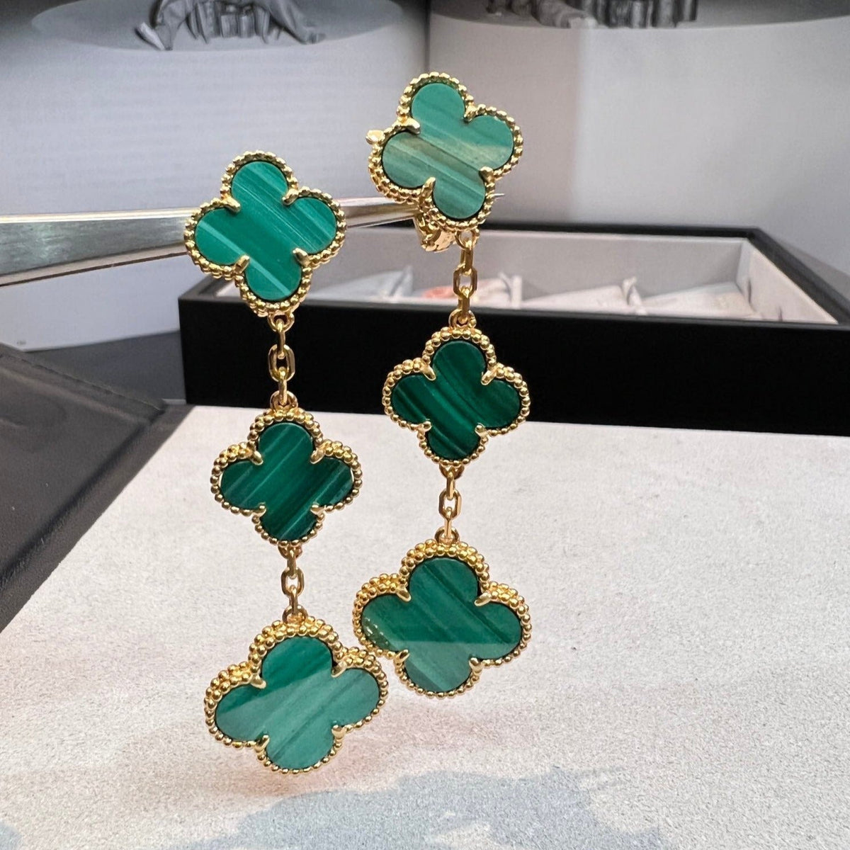 [Stellar Jewelry]CLOVER MALACHITE 3 MOTIFS GOLD