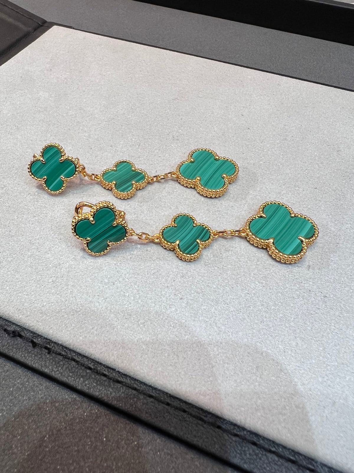 [Stellar Jewelry]CLOVER MALACHITE 3 MOTIFS GOLD