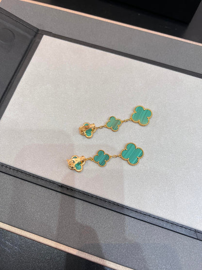 [Stellar Jewelry]CLOVER MALACHITE 3 MOTIFS GOLD