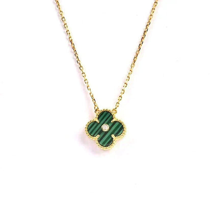 [Stellar Jewelry]CLOVER 15MM DIAMOND TURQUOISE NECKLACE