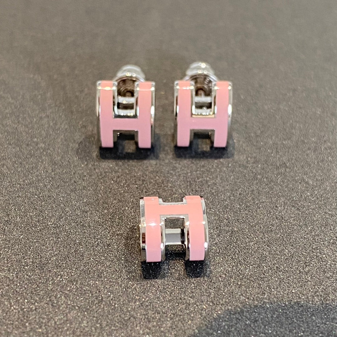 [Stellar Jewelry]MINI POP H SILVER EARRINGS PINK