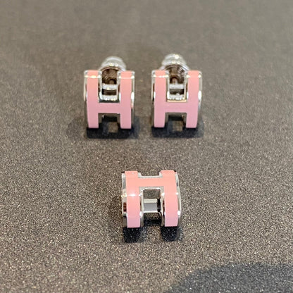 [Stellar Jewelry]MINI POP H SILVER EARRINGS PINK
