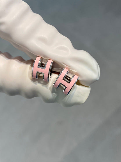 [Stellar Jewelry]MINI POP H SILVER EARRINGS PINK