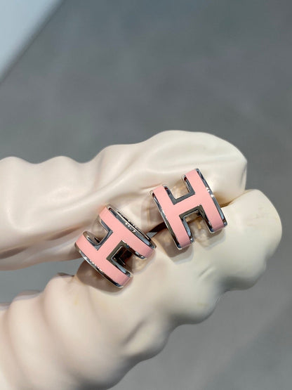 [Stellar Jewelry]MINI POP H SILVER EARRINGS PINK