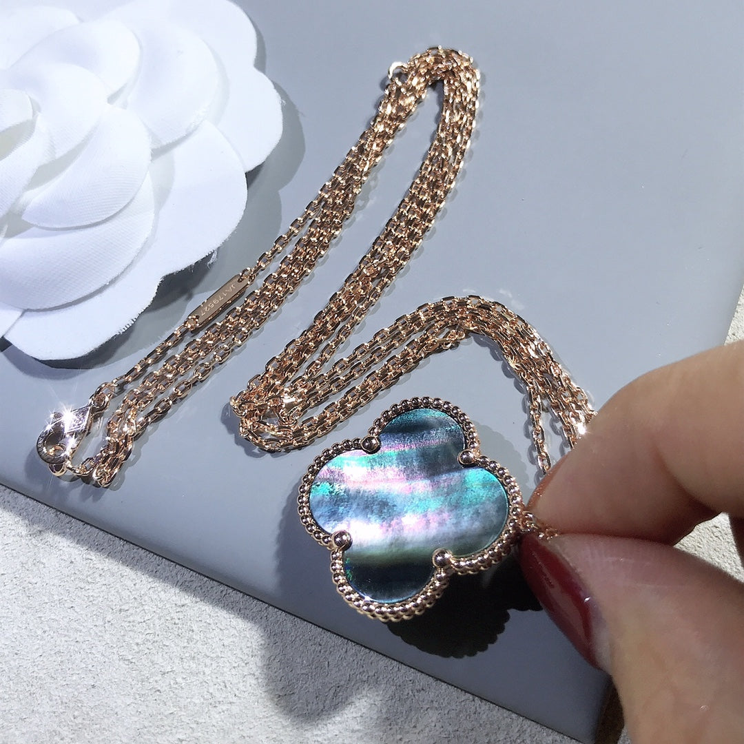 [Stellar Jewelry]CLOVER 25MM GOLD DARK MOP BIG CLOVER NECKLACE