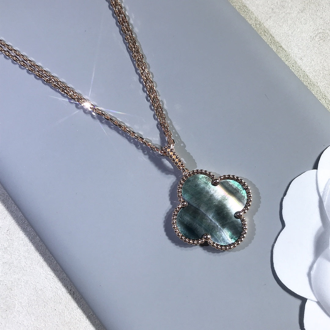 [Stellar Jewelry]CLOVER 25MM GOLD DARK MOP BIG CLOVER NECKLACE