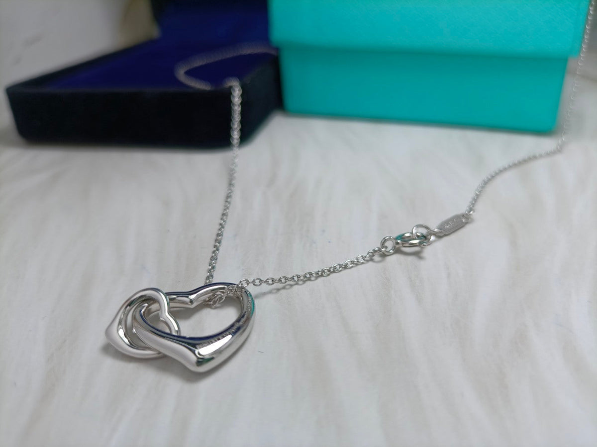 [Stellar jewels]DOUBLE HEART SILVER NECKLACE