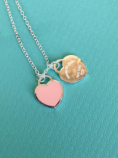 [Stellar jewels]DOUBLE HEART PEDANT SILVER NECKLACE