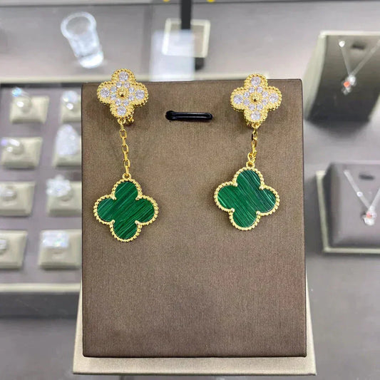 [Stellar Jewelry]CLOVER  2 MOTIFS  DIAMOND  EARRINGS (MULTIPLE CHOICESç´