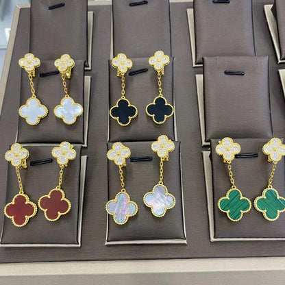 [Stellar Jewelry]CLOVER  2 MOTIFS  DIAMOND  EARRINGS (MULTIPLE CHOICESç´