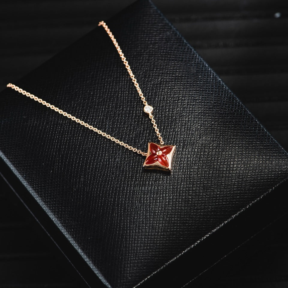 [Stellar Jewelry]STAR NECKLACE PINK GOLD 1 DIAMOND