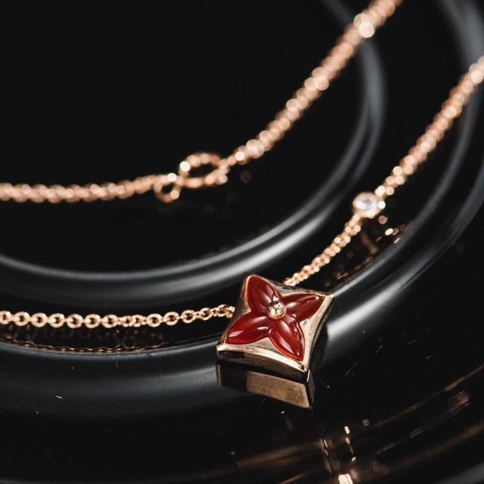 [Stellar Jewelry]STAR NECKLACE PINK GOLD 1 DIAMOND