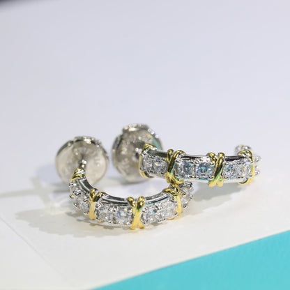 [Stellar jewels]TWENTY STONE HOOP GOLD EARRINGS