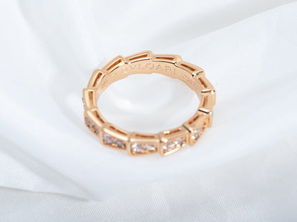 [Stellar Jewelry]SERPENTI RING PINK GOLD DIAMOND PAVED 3MM