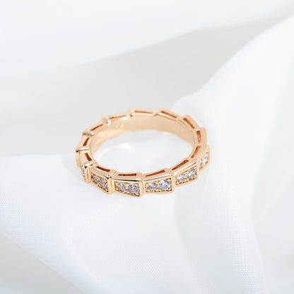 [Stellar Jewelry]SERPENTI RING PINK GOLD DIAMOND PAVED 3MM