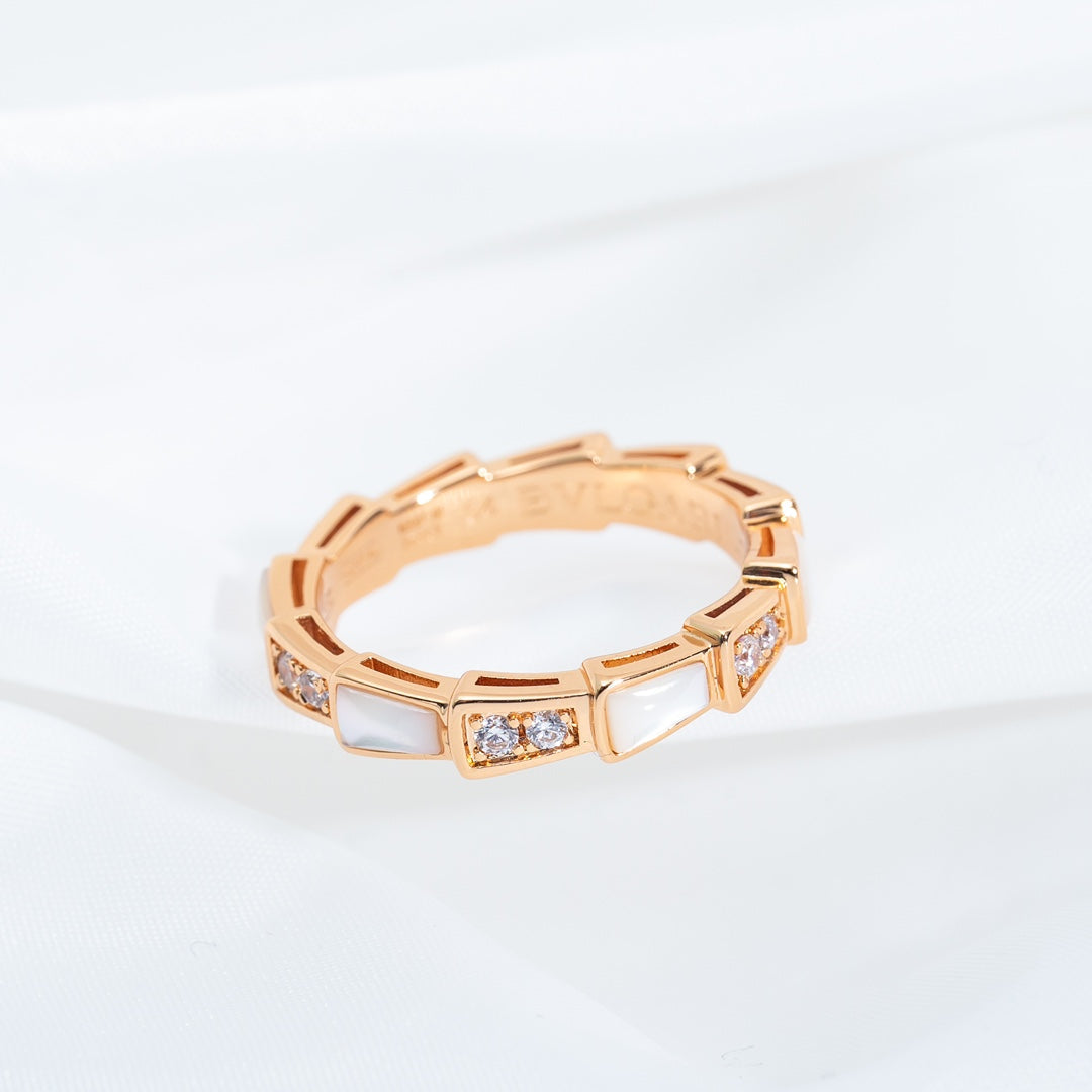 [Stellar Jewelry]SERPENTI RING PINK GOLD DIAMOND MOP 3MM