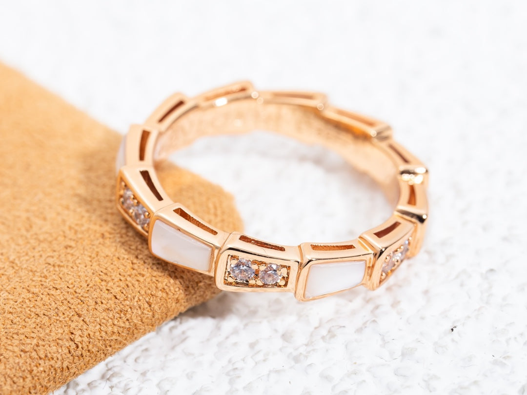 [Stellar Jewelry]SERPENTI RING PINK GOLD DIAMOND MOP 3MM
