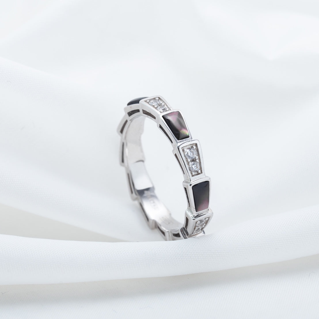 [Stellar Jewelry]SERPENTI RING SILVER  DIAMOND BLACK MOP 3MM
