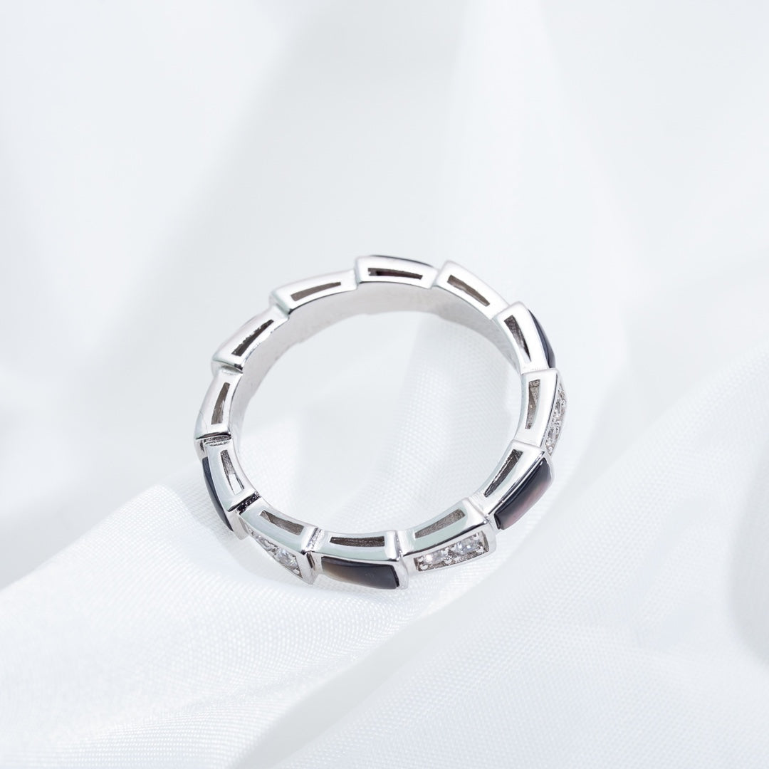 [Stellar Jewelry]SERPENTI RING SILVER  DIAMOND BLACK MOP 3MM