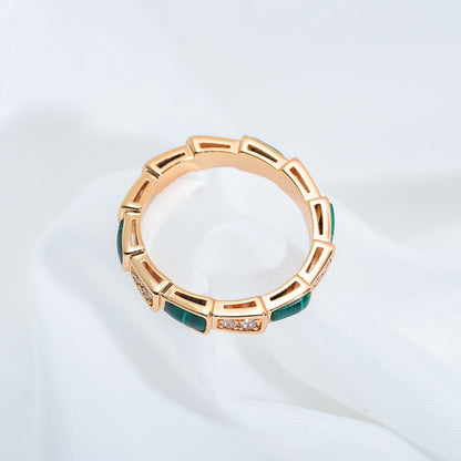 [Stellar Jewelry]SERPENTI RING PINK GOLD MALACHITE DIAMOND 3MM