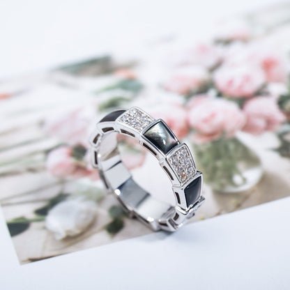 [Stellar Jewelry]SERPENTI RING SILVER DIAMOND BLACK MOP 4MM