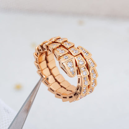 [Stellar Jewelry]SERPENTI RING PINK GOLD DIAMOND DOUBLE ROW