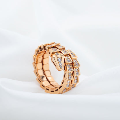 [Stellar Jewelry]SERPENTI RING PINK GOLD DIAMOND DOUBLE ROW