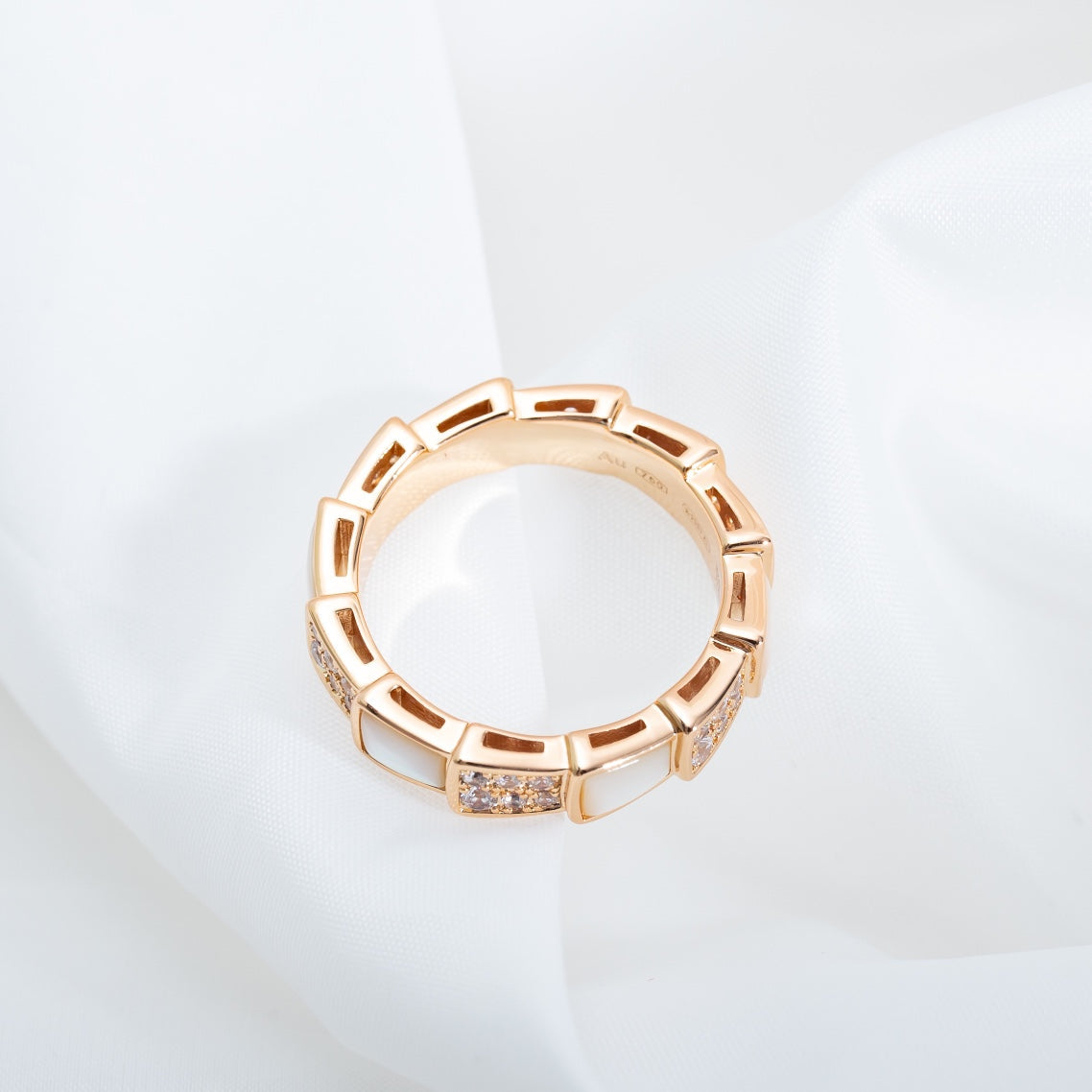 [Stellar Jewelry]SERPENTI RING PINK GOLD MOP DIAMOND PAVED 4MM