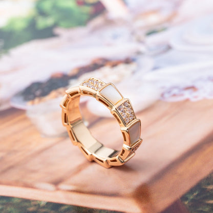 [Stellar Jewelry]SERPENTI RING PINK GOLD MOP DIAMOND PAVED 4MM