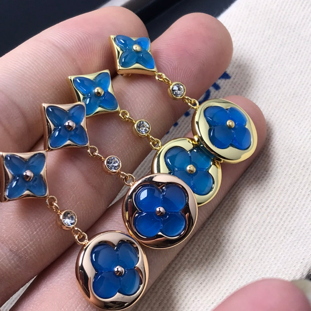 [Stellar Jewelry]STAR AND SUN AGATE DIAMOND EARRINGS