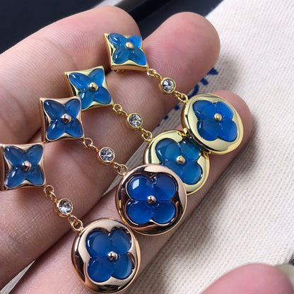 [Stellar Jewelry]STAR AND SUN AGATE DIAMOND EARRINGS
