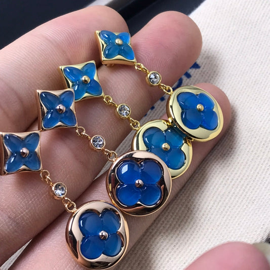 [Stellar Jewelry]STAR AND SUN AGATE DIAMOND EARRINGS