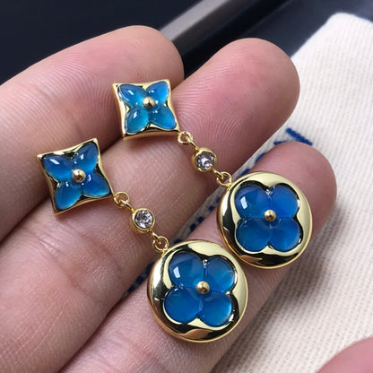 [Stellar Jewelry]STAR AND SUN AGATE DIAMOND EARRINGS
