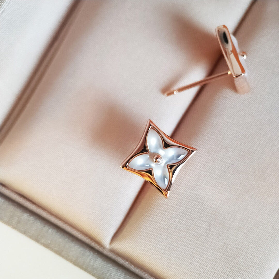 [Stellar Jewelry]STAR MOP PINK GOLD EARRINGS