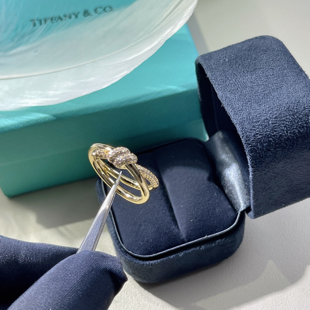 [Stellar jewels]KNOT RING DOUBLE ROW GOLD DIAMOND